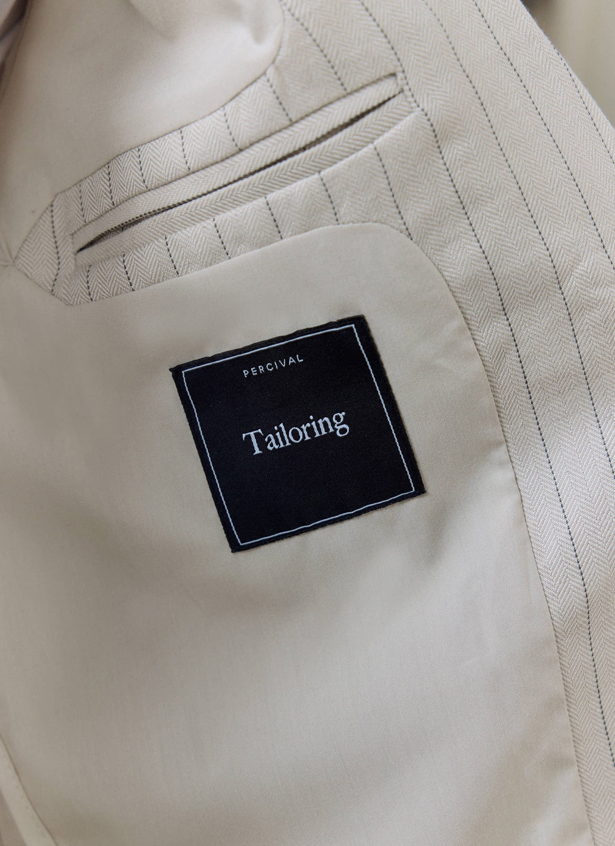 Men's Tailored Pin Stripe Blazer - Cream - Linen Blend | Percival