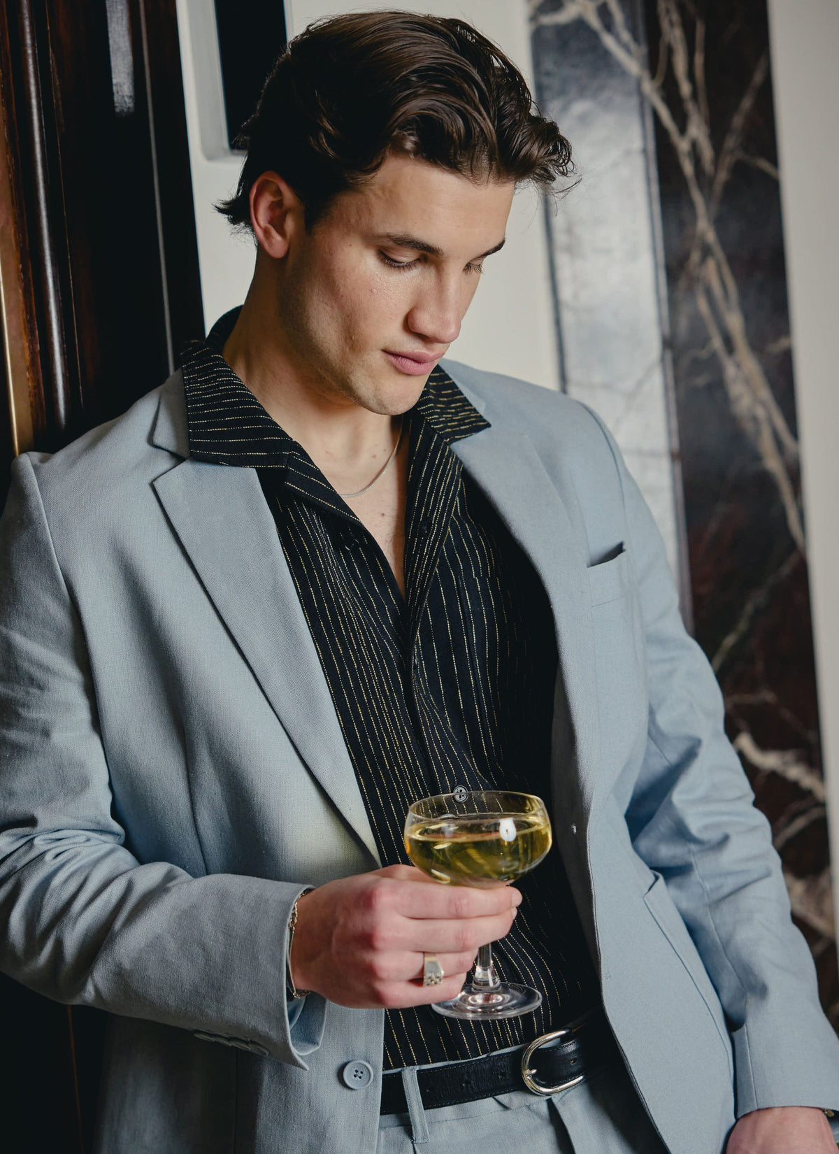 Percival Men's Linen Blazer - Wedding Suit Jacket - Light Blue | Percival