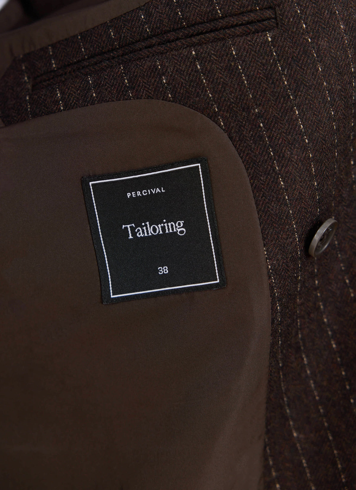 Men's Pinstripe Double Breasted Blazer - Wool - Brown | Percival