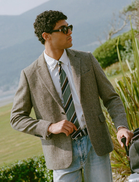 Men's Birdseye Wool Tailored Blazer - Suit Jacket - Grey | Percival