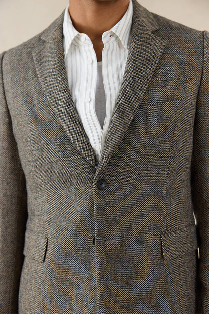 Men's Birdseye Wool Tailored Blazer - Suit Jacket - Grey | Percival