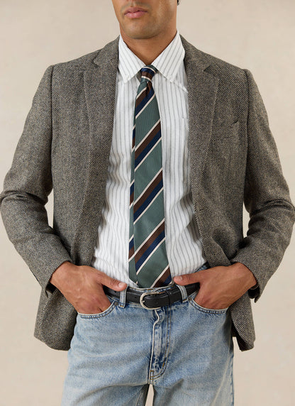 Men's Birdseye Wool Tailored Blazer - Suit Jacket - Grey | Percival