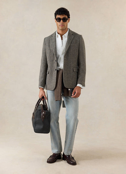 Men's Birdseye Wool Tailored Blazer - Suit Jacket - Grey | Percival