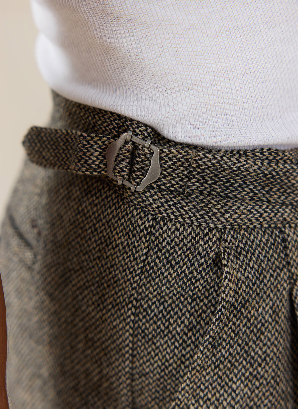 Men's Double Pleated Tailored Trousers - Grey Birdseye Wool | Percival
