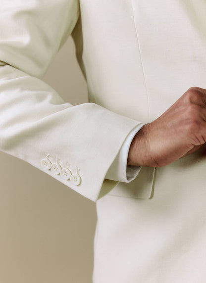Men's 3 Button Blazer - Cream Suit Jacket - Lyocell | Percival