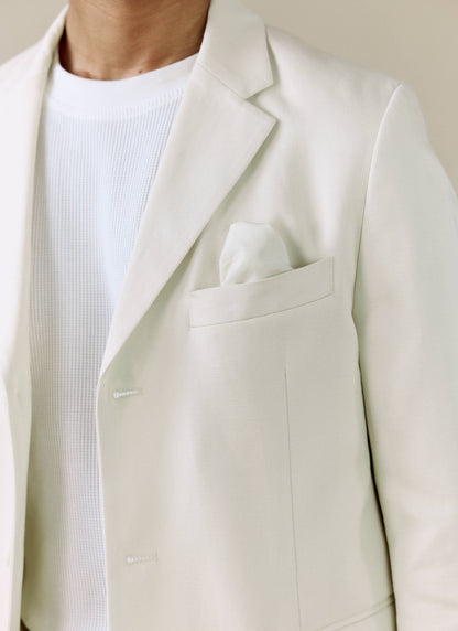 Men's 3 Button Blazer - Cream Suit Jacket - Lyocell | Percival