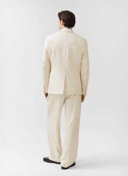 Men's 3 Button Blazer - Cream Suit Jacket - Lyocell | Percival