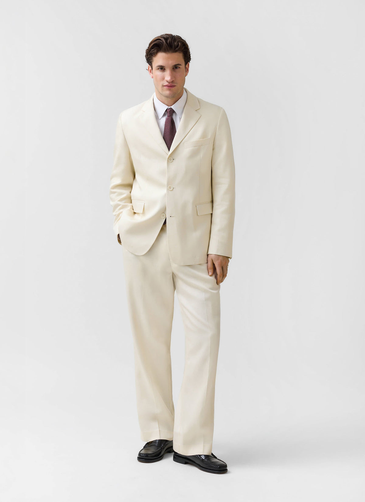 Men's 3 Button Blazer - Cream Suit Jacket - Lyocell | Percival
