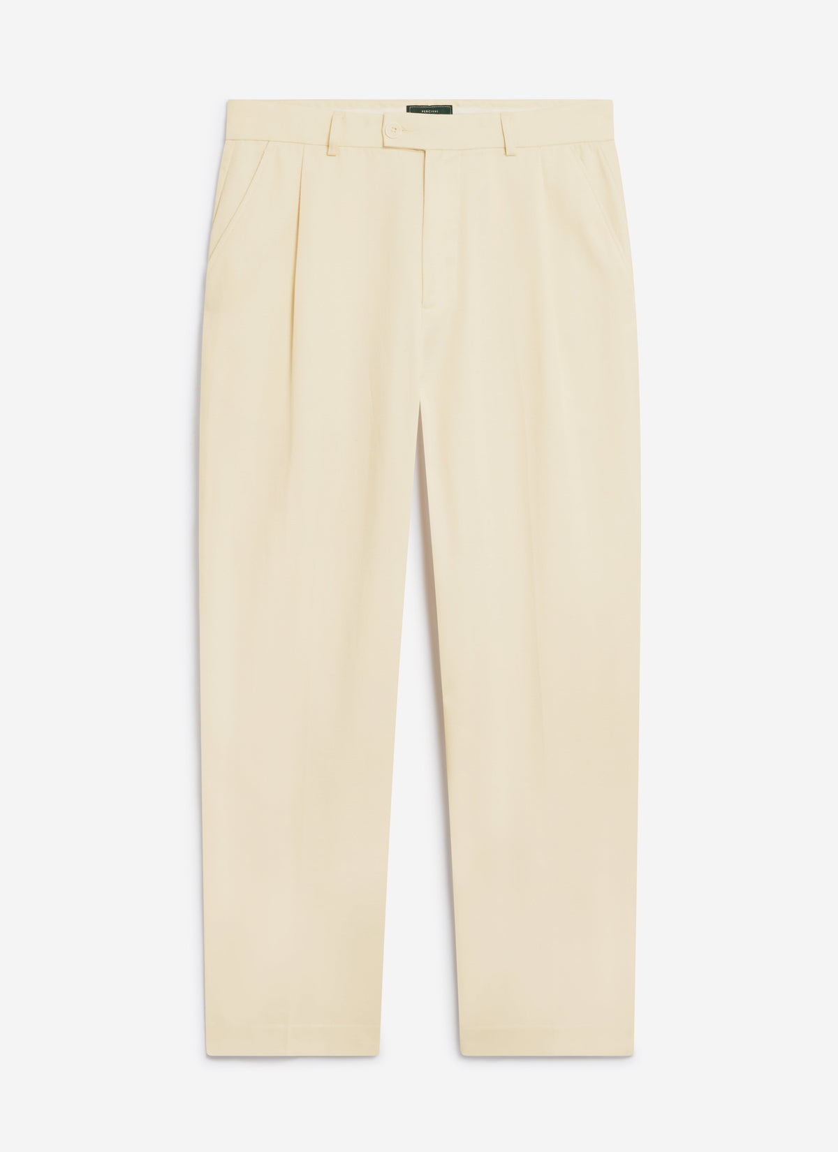 Men's Pleated Trousers - Relaxed Fit - Cream - Lyocell | Percival
