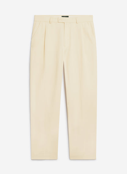 Men's Pleated Trousers - Relaxed Fit - Cream - Lyocell | Percival