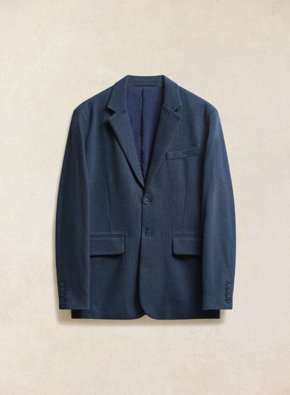 Men's Navy Herringbone Wool Blazer - Suit Jacket | Percival
