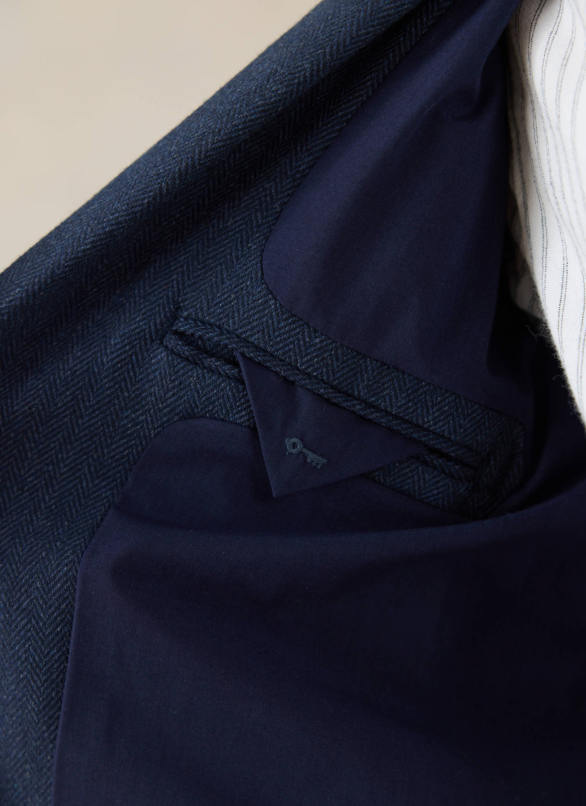 Men's Navy Herringbone Wool Blazer - Suit Jacket | Percival