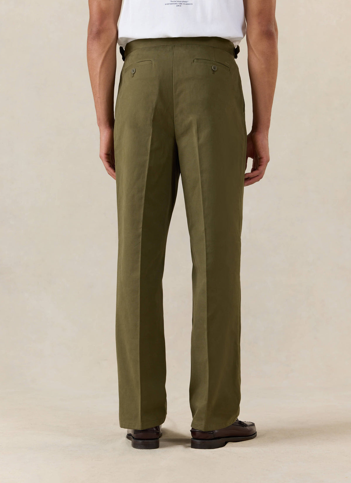 Men's Double Pleated Trousers - Brushed Moleskin - Forest Green | Percival