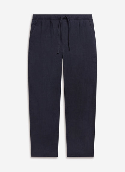 Men's Linen Trousers - Wide Leg - Navy | Percival