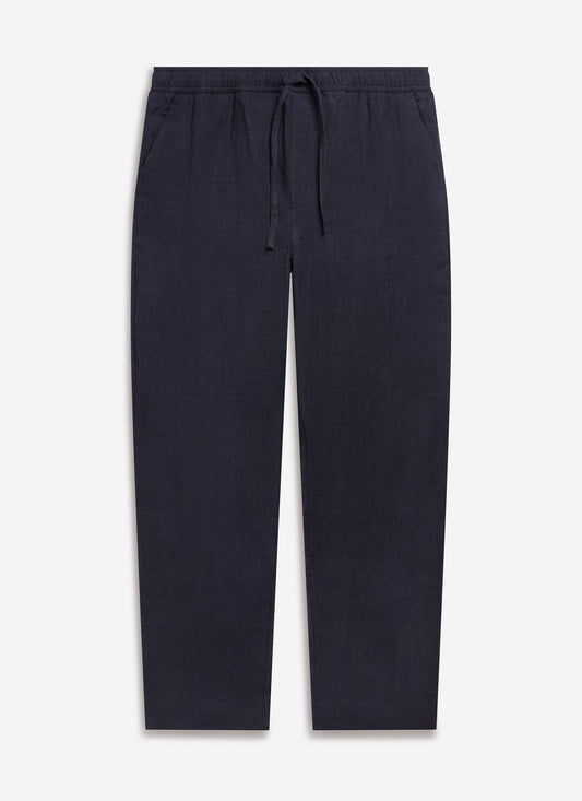 Men's Linen Trousers - Wide Leg - Navy | Percival
