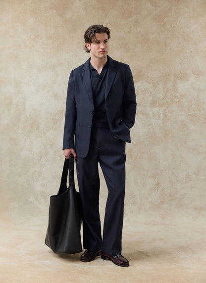 Men's Regular Fit Suit - Suit Blazer - Navy Blue - Lyocell | Percival