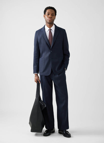 Men's Regular Fit Suit - Suit Blazer - Navy Blue - Lyocell | Percival