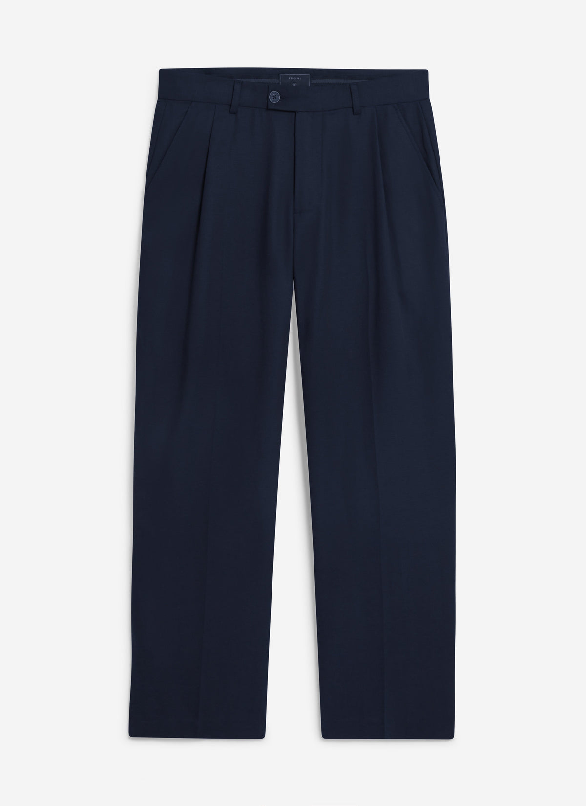 Men's Pleated Trousers - Relaxed Fit - Navy Blue - Lyocell | Percival