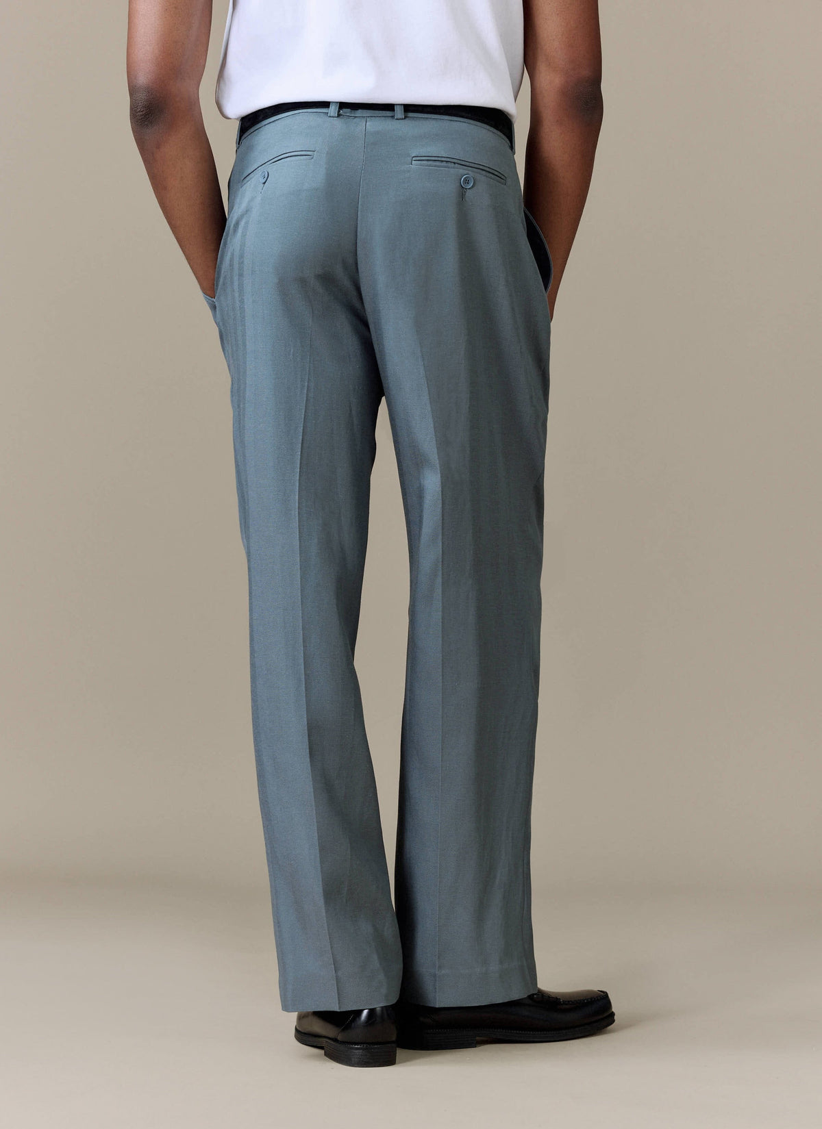 Men's Pleated Trousers - Relaxed Fit - Slate Blue - Lyocell | Percival