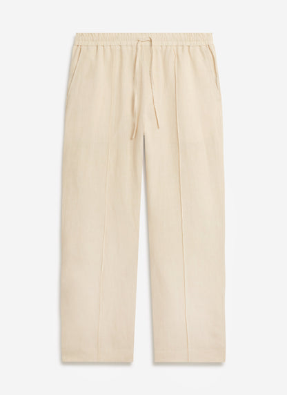 Men's Linen Trousers - Lorena Wide Leg - Cream | Percival