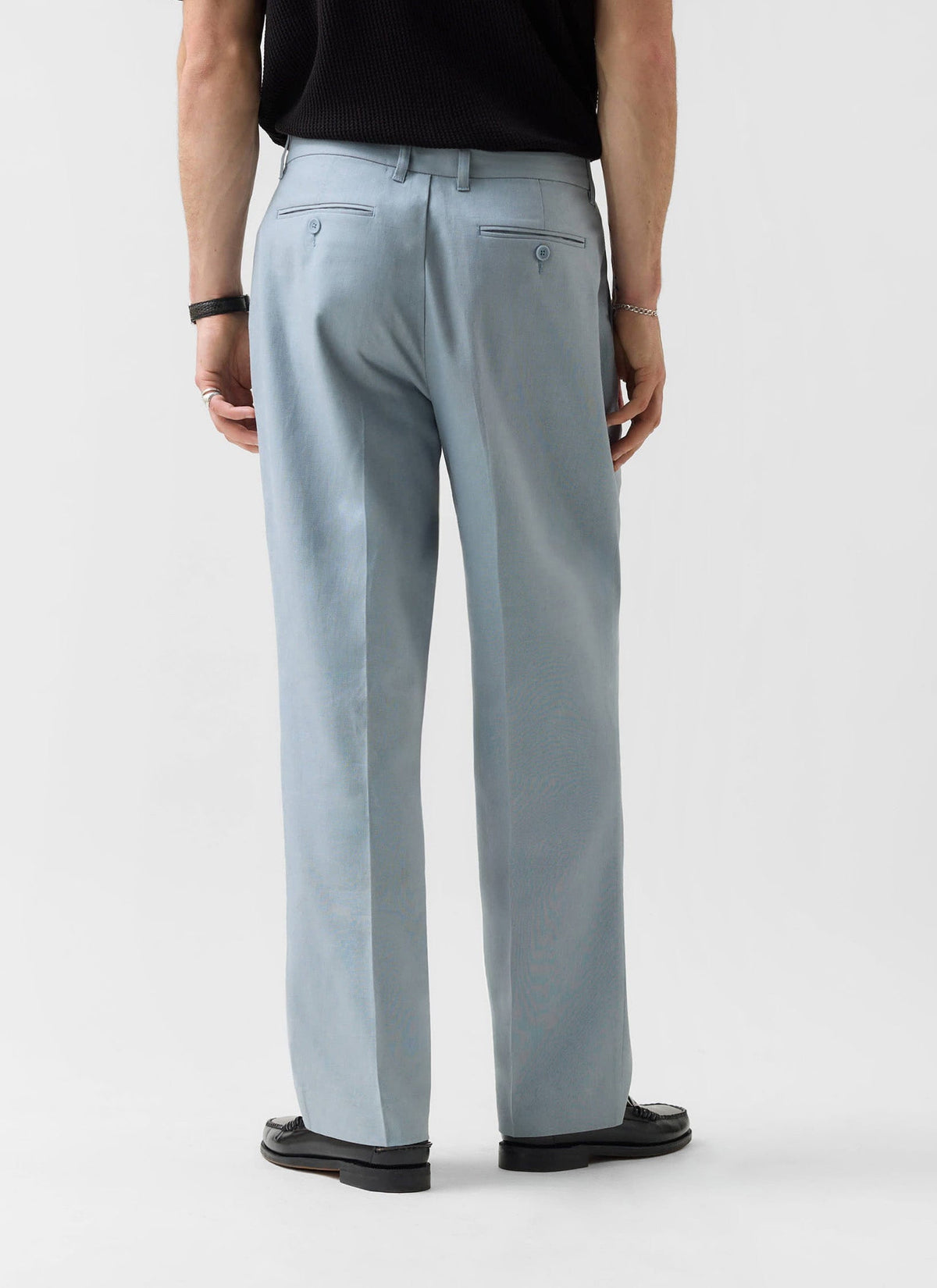 Men's Pleated Trousers - Tailored Linen Suits - Light Blue | Percival