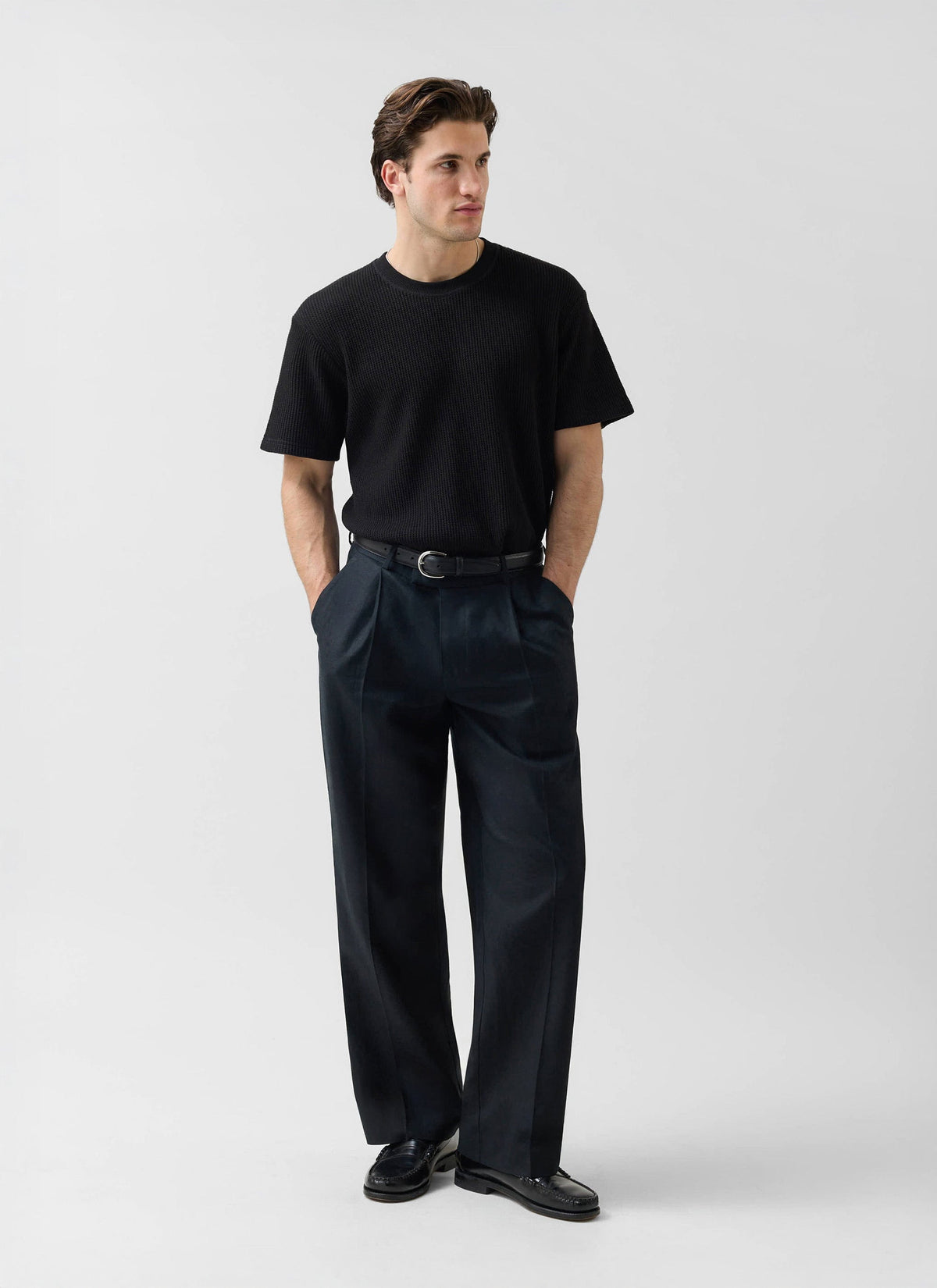 Wide Leg Trousers - Linen - Black | Percival