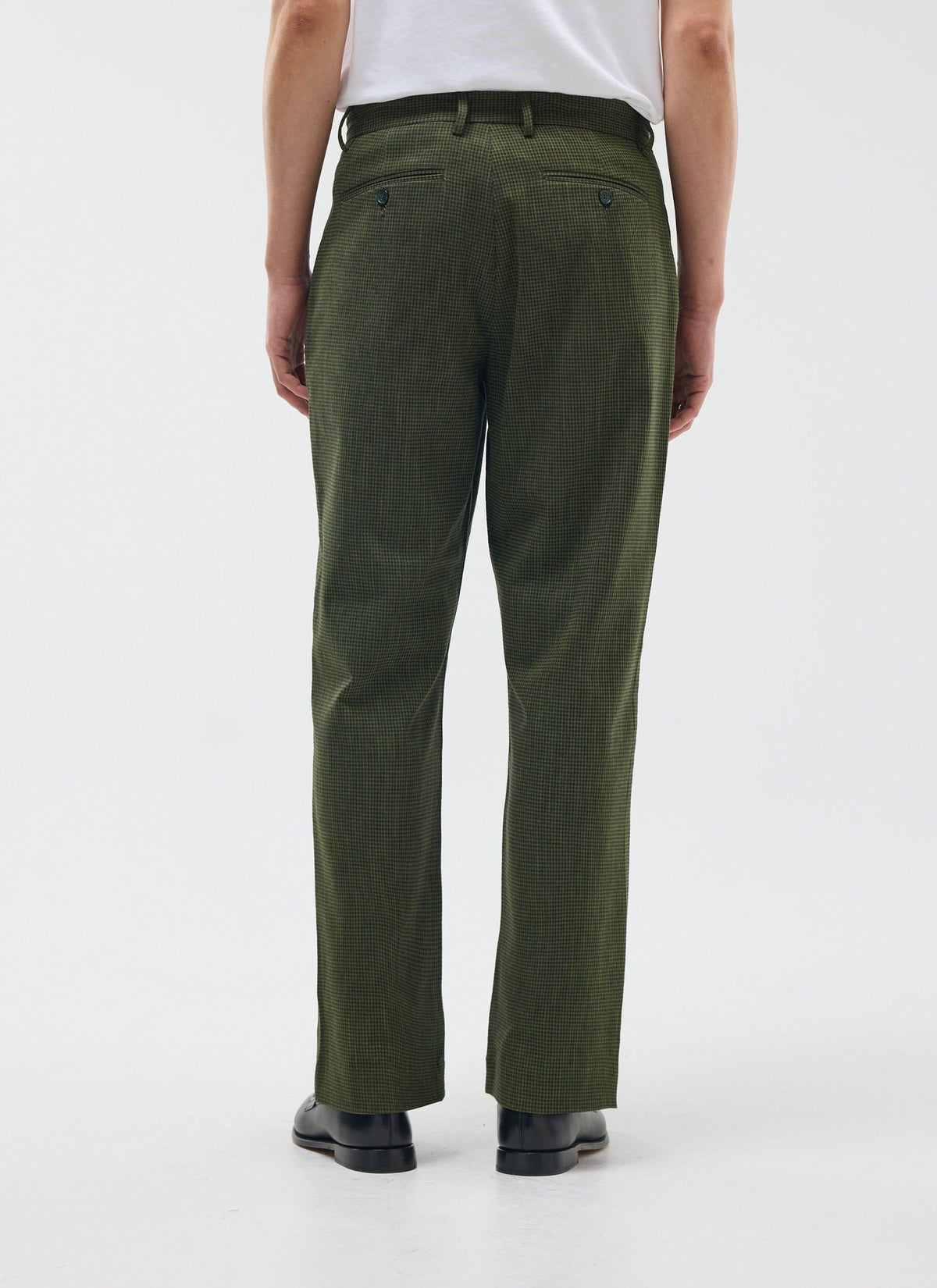 Men's Pleated Suit Trousers - Houndstooth Forest Green | Percival