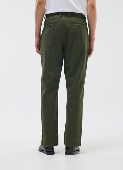 Men's Pleated Suit Trousers - Houndstooth Forest Green | Percival