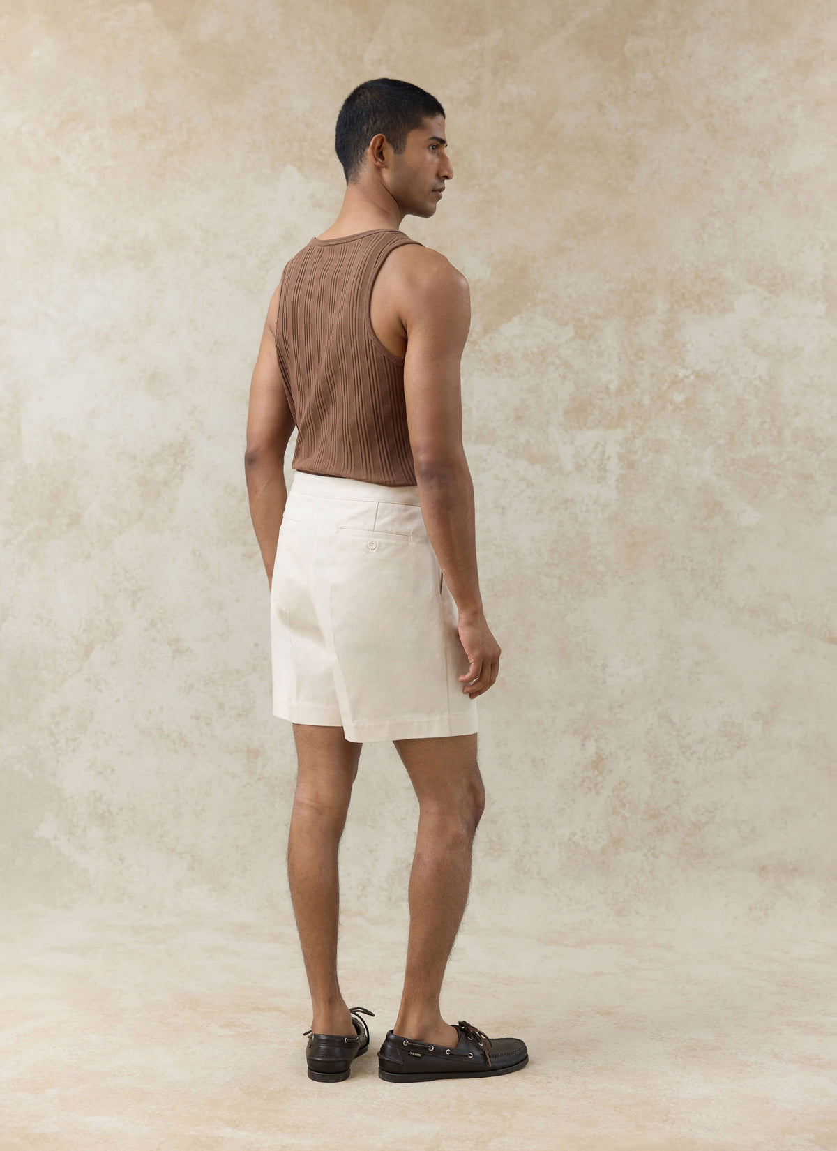 Men's Pleated Tailored Shorts - Blake - Cotton - Cream | Percival