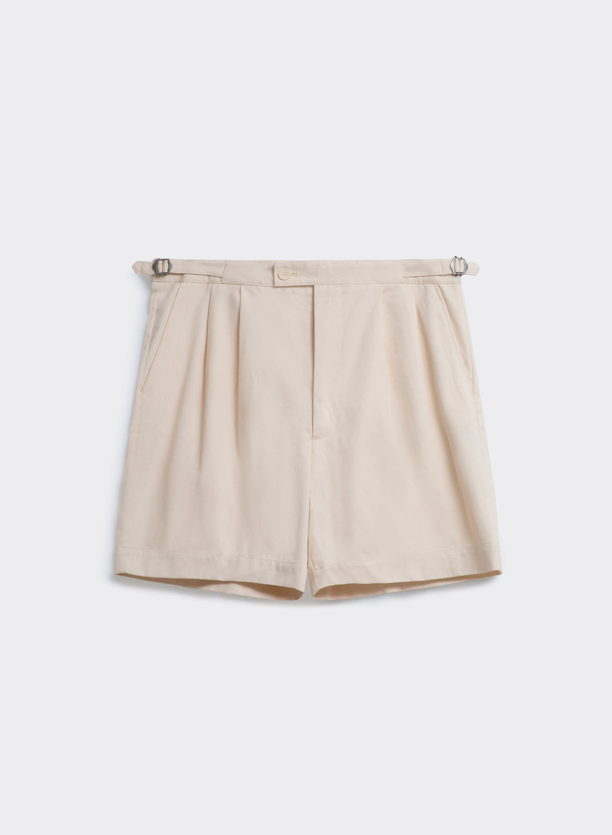 Men's Pleated Tailored Shorts - Blake - Cotton - Cream | Percival