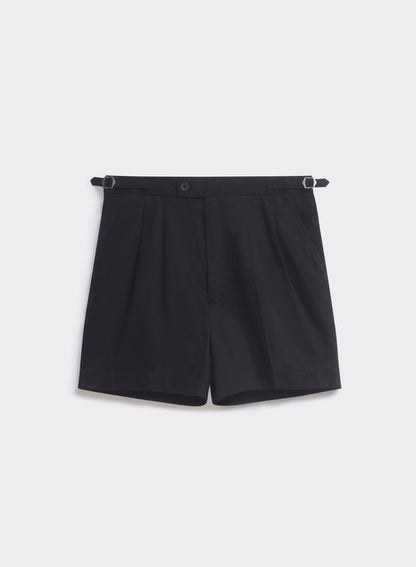 Men's Double Pleated Black Shorts - Blake - Cotton | Percival