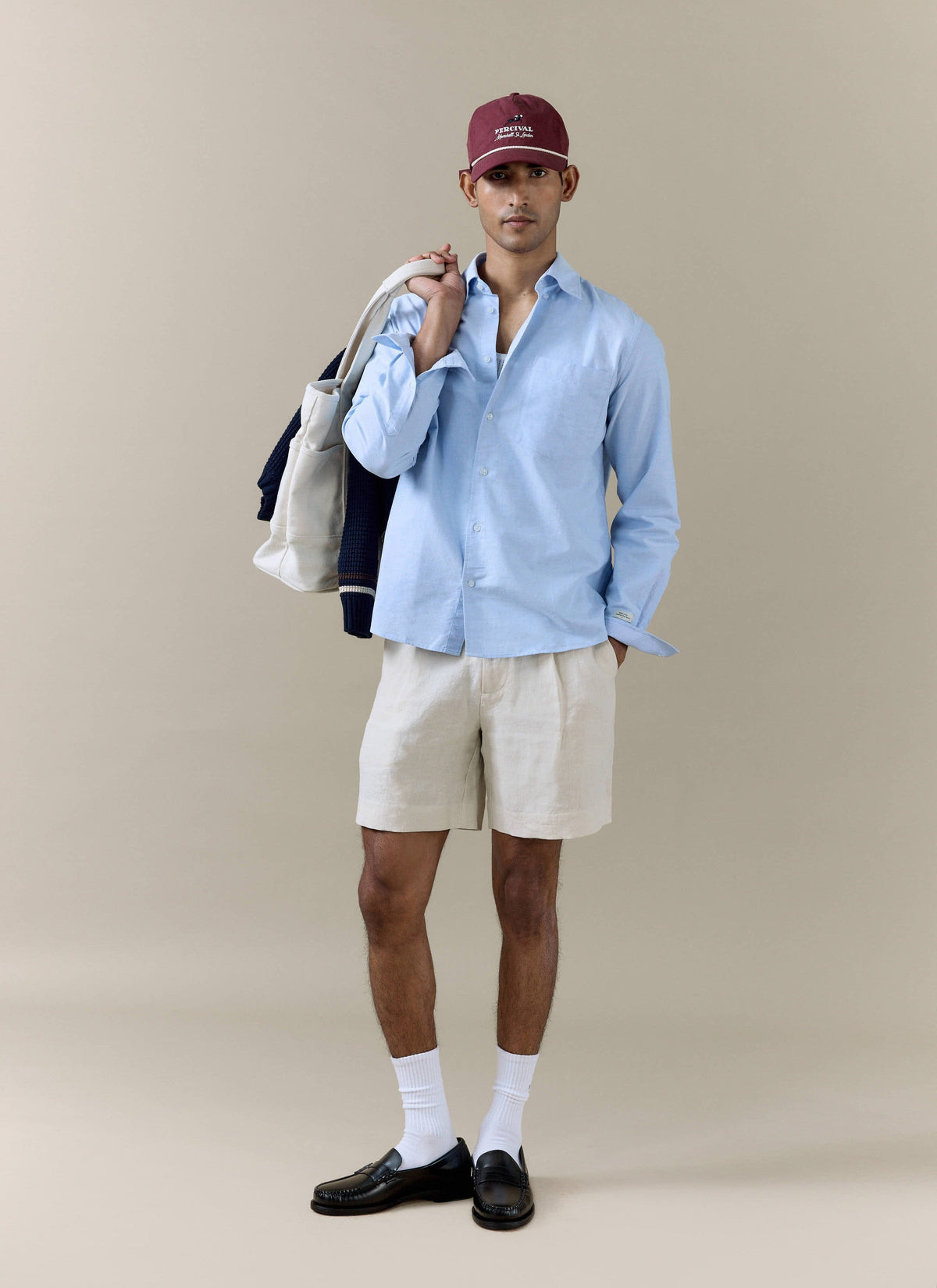 Men's Pleated Linen Tailored Shorts - Cream | Percival