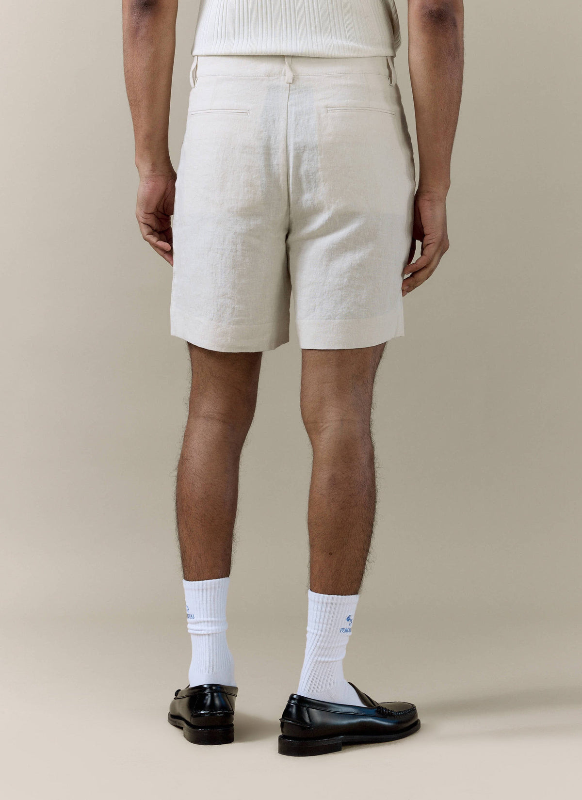 Men's Pleated Linen Tailored Shorts - Cream | Percival