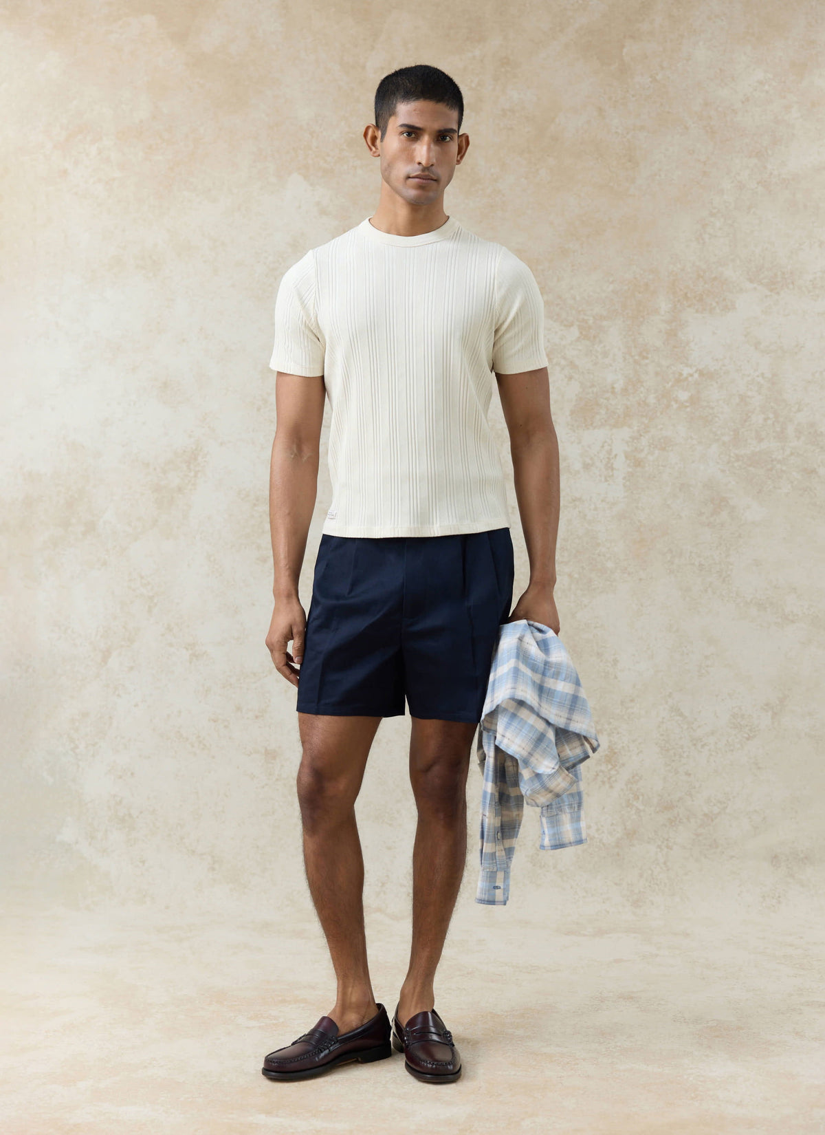 Men's Pleated Tailored Shorts - Blake - Cotton - Navy | Percival