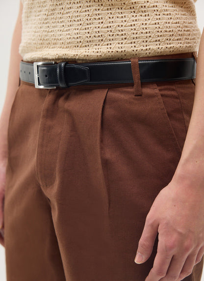 Pleated Linen Shorts - Brown | Percival
