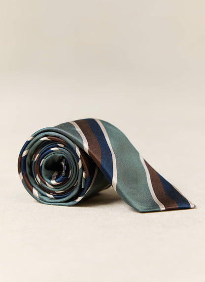 Men's Forest Silk Stripe Tie - Multi Stripe | Percival