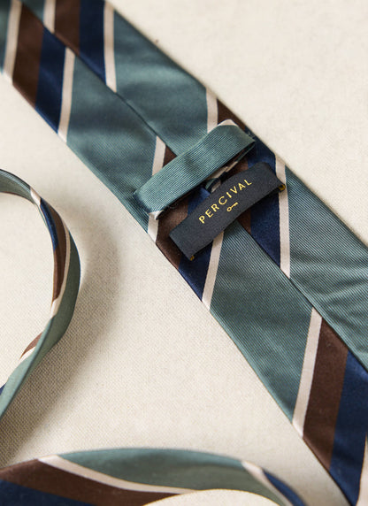 Men's Forest Silk Stripe Tie - Multi Stripe | Percival