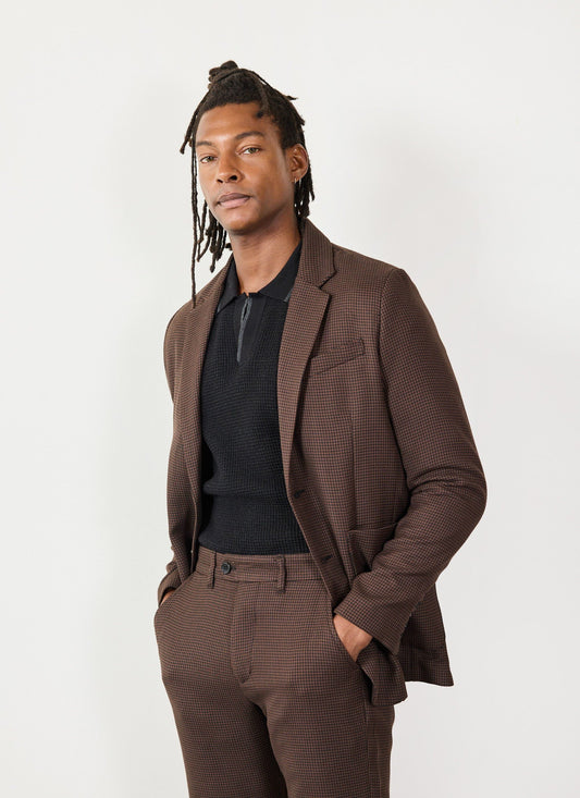 Men's Tailored Blazer - Houndstooth - Espresso Brown | Percival