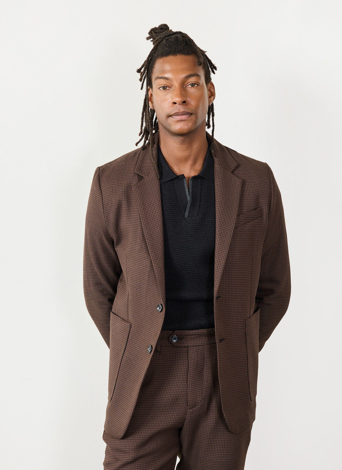 Men's Tailored Blazer - Houndstooth - Espresso Brown | Percival