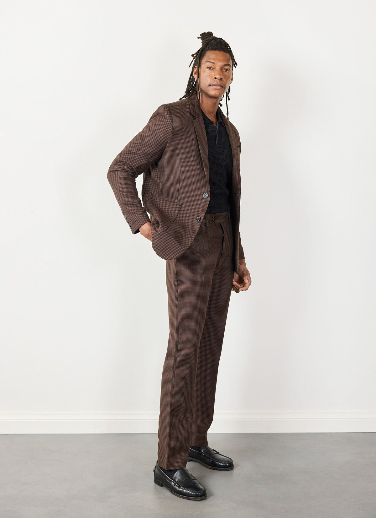 Men's Tailored Blazer - Houndstooth - Espresso Brown | Percival