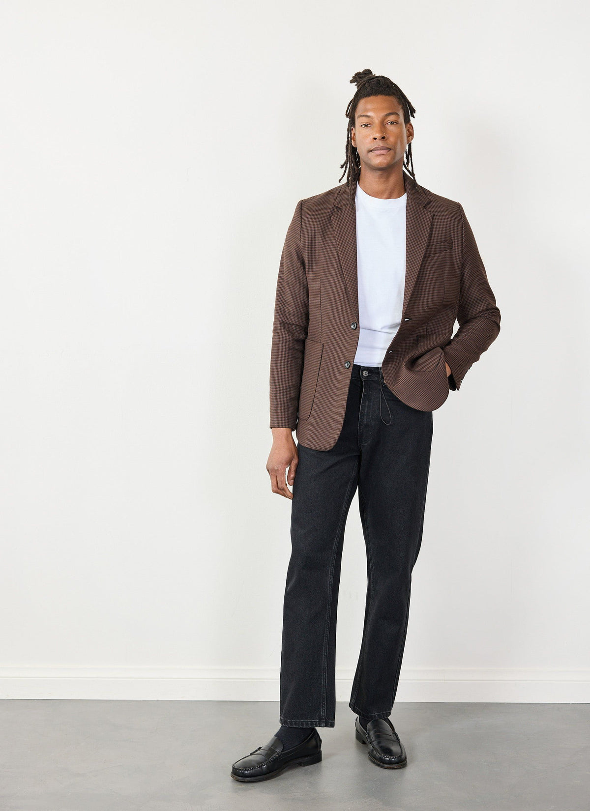 Men's Tailored Blazer - Houndstooth - Espresso Brown | Percival