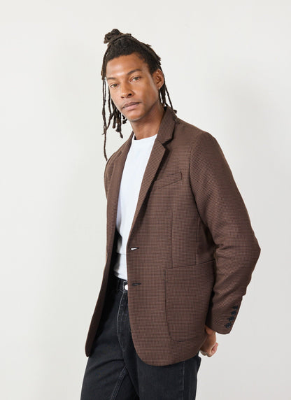 Men's Tailored Blazer - Houndstooth - Espresso Brown | Percival