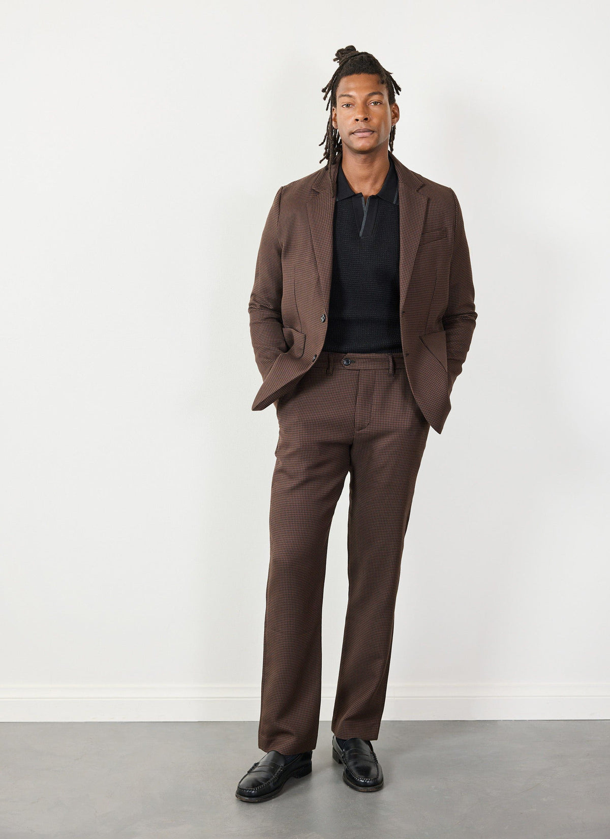 Men's Tailored Blazer - Houndstooth - Espresso Brown | Percival