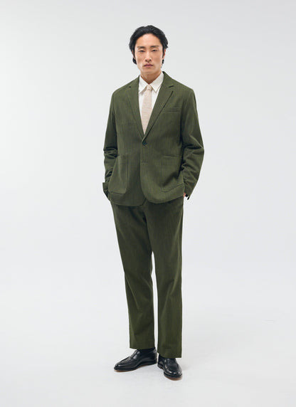 Men's Houndstooth Relaxed Blazer - Suit Jacket - Forest Green | Percival