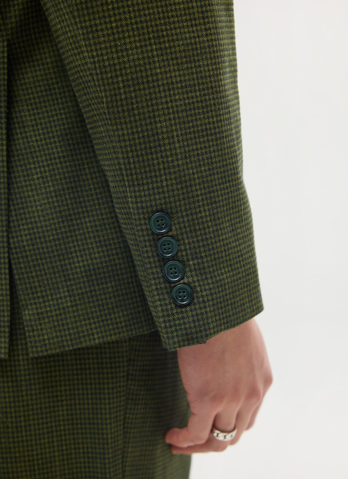 Men's Houndstooth Relaxed Blazer - Suit Jacket - Forest Green | Percival