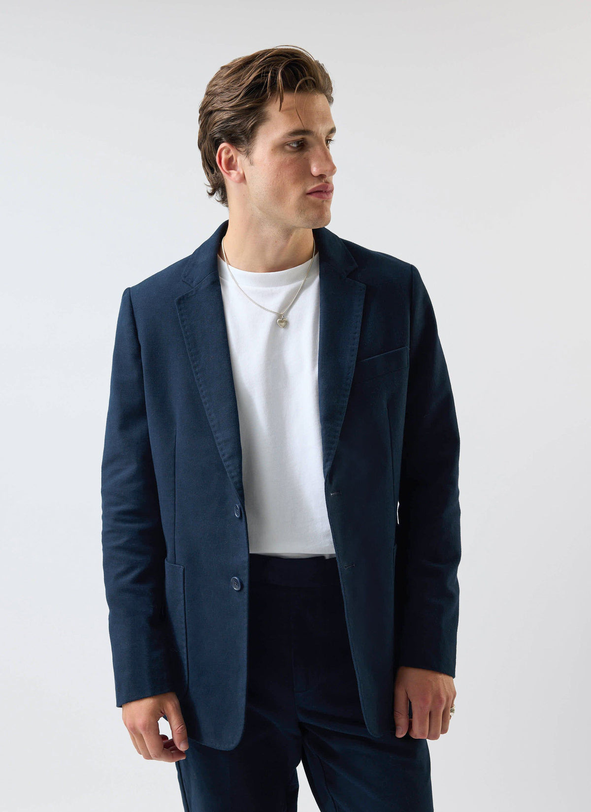 Tailored Moleskin Blazer - Navy | Percival