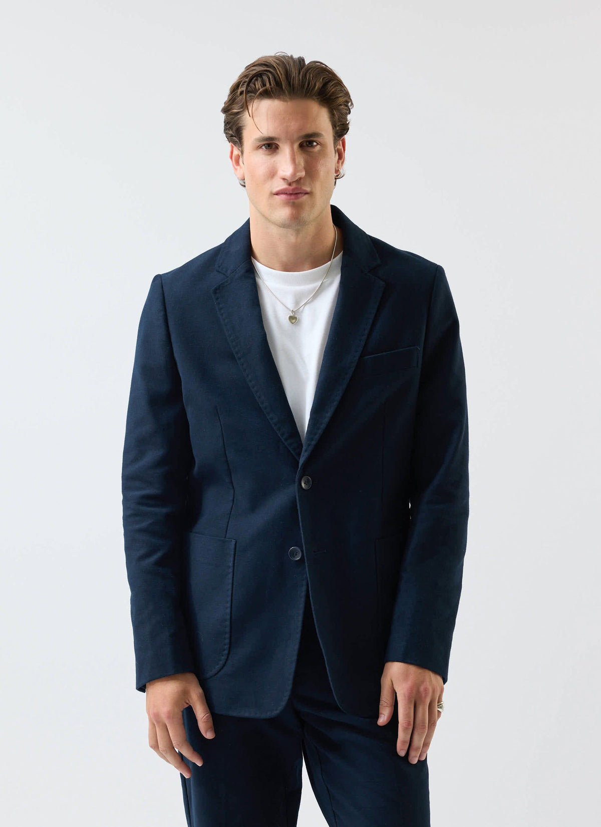 Tailored Moleskin Blazer - Navy | Percival
