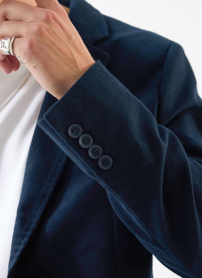 Tailored Moleskin Blazer - Navy | Percival