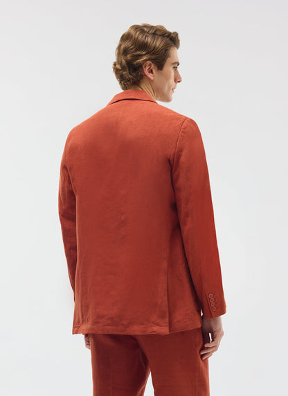 Men's Linen Blazer - Suit Jacket - Rust Red | Percival