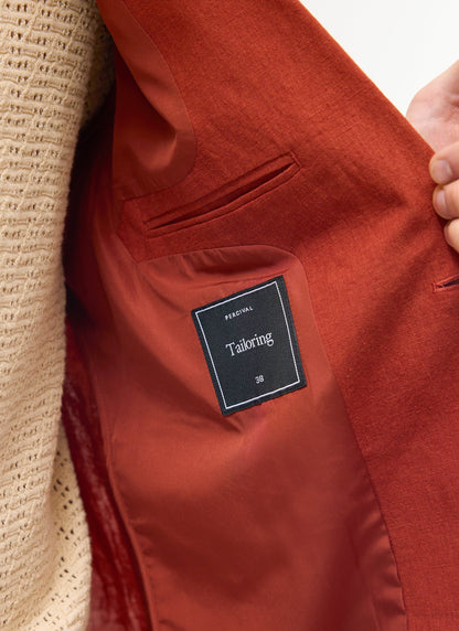 Men's Linen Blazer - Suit Jacket - Rust Red | Percival